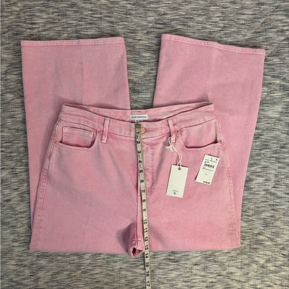 Good American Good Waist Cropped Palazzo Jeans In Rose Quartz Sz 10/30 NWT - - Picture 9 of 12